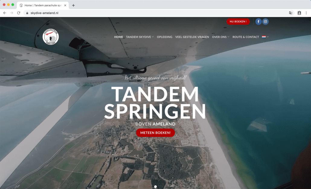 screenshot website skydive ameland